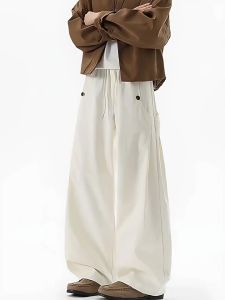 OULUDE | American Street Button Stylish Loose Fit Mens Pants