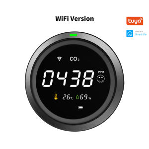 GIRIER Tuya Smart CO2 Detector WiFi Carbon Dioxide Monitor with LCD Display Indoor Air Quality Meter 3-in-1 Sensor TH/RH/CO2