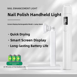 Portable Nail Art Handheld One-word Light Stand 360-degree Rotation Mobile Phone Bracket for Gel Polish Curing Lamp