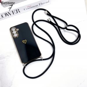 Crossbody Lanyard Case For Xiaomi 17 Pro Max Mi 15T 14T 13T POCO X7 M7 F7 X6 Strap Plating Love Camera Protect Shockproof Cover