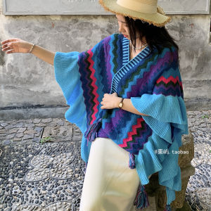 Travel Photography Womens Shawl Cowl Neck Wrap Scarf Ethnic Style Striped Pattern Warmth Autumn Spring Summer Winter