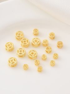 18K Gold Plated Copper Loose Beads for DIY Handmade Bracelet Handcrafted Jewelry Material ly Baked Alloy Silver Plated