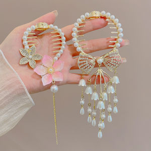 PINK EMPRESS | Children Flower Tassel Beaded Hair Clip