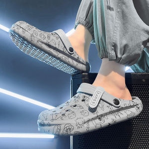 Mens Summer Open-Toe Slippers Driving Beach Sandals Breathable Thick Bottom Rubber Sole EVA Upgraded Version Casual Style