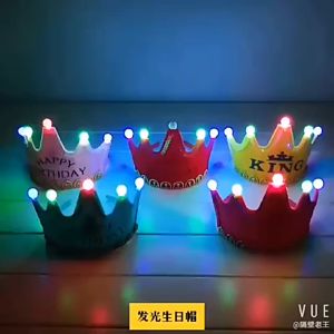 UMI 1pcs Happy Birthday Kids Children Adult Flash LED Light Party Decoration Hat Crown Cap Hari Jadi Topi