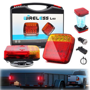 แม่เหล็กไร้สาย LED Trailer ไฟท้ายด้านหลังสัญญาณไฟเตือนเบรคไฟท้ายรถบรรทุกสําหรับ Caravan RV Camper รถบรรทุก