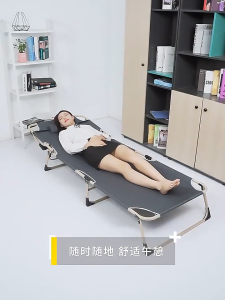 Folding Bed Single Heavy Duty Portable Bed with Foam Lunch Break Bed Office Nap Bed for Home Camping Bearing Weight 300KG