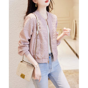 แจ็คเก็ตคาร์ดิแกนทรงสั้นสไตล์ใหม่สำหรับผู้หญิงในฤดูใบไม้ผลิและฤดูใบไม้ร่วง ทรงเข้ารูป สไตล์สตรีท แขนยาว ปกติ