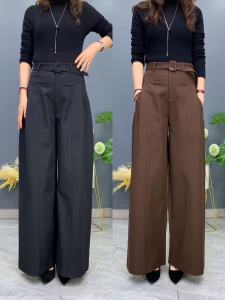 High Waist Wide Leg Pants Womens Casual Fashion Slimming Long Pants Autumn New Style Pocket Detail Zipper Closure Comfortable Fit