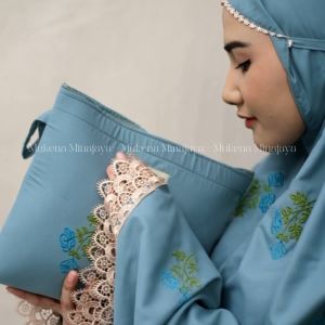 MINAJAYA - Mukena Dewasa Renda Bordir Motif Tabur Tulip Katun Premium Free Tasbih