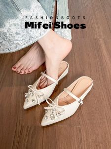 MIFEI | Dép Nữ Đế Cao Kiểu Pháp Đầu Bán Phong Cách Elegance Kích Cỡ Lớn