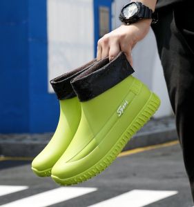 Giày Đi Mưa Nam Mùa Thu Đông Chống Thấm Nước Đế Mềm Ấm Áp Bảo Vệ Giày Ngoài Trời Giày Đi Mưa Cao Đến Giữa Bắp Chân