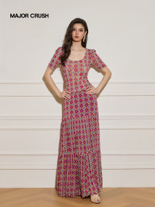Square Neck Slim Fit Double-sided Print Dress Set