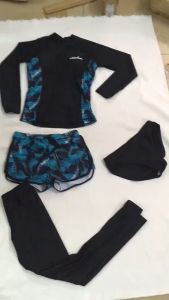 Pria Wanita Rashguards Lengan Panjang Atasan Celana Panjang Celana Pendek O-Leher Baju Renang Pakaian Surfing Olahraga Air Snorkeling Beachwear Split