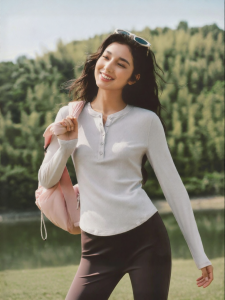 Beneunder | Womens Long Sleeve T-Shirt Henry Style Half Open Collar Base Layer Autumn Winter Slim Fit Warm Low Neck White Top