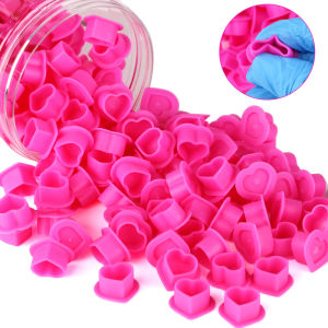 200PCS Disposable Silicone Tattoo Pigment Cup with Base Heart-Shaped Tattoo Ink Cup Tattoo Pigment Holder Tattoo Accessory