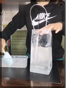 10/20Pcs Clear Present Bags with Handles PVC Flower Bag Stall Flower Bag Reusable Packaging Bag Transparent Tote Bag DIY Simple Cup Milk Tea Handbag Waterproof Gifts Bag