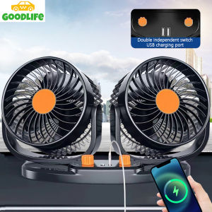 Universal Car Fan 12v/24v Electric Double Head Automotive Fan 360° Adjustable Cooling Fan Low Noise