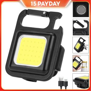 WestGoods Portable Mini COB Keychain LED Flashlight USB Rechargeable 800 High Lumens Light Emergency Lamp