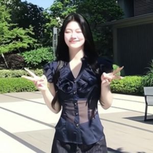 VKSOD | Retro Feel Mesh Patchwork Short Sleeve Womens Top High Waist Floor Length Pants Two Piece Set Long Pants V Neck Other 100%