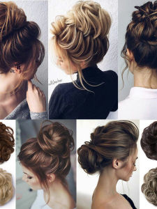 Fluffy Bun Maker Elastic Hair Bands Womens Flower Headband Curling Hair Circle Fake Hair Bun Wigs Hair Accessories