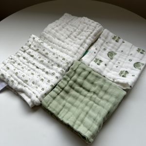 Pure Cotton Active Print Six-Layer Muslin Baby Bibs Cartoon Saliva Towel Small Square Handkerchief for Infants And Toddlers