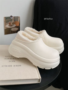 Womens Winter Fashionable Thick Bottom Waterproof Snow Boots Simple Solid Color Warm Anti-slip Fleece Outdoor Cotton Shoes