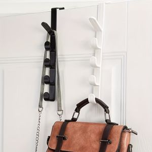 Adhesive Free Over Door Hooks Punch Free Over Cabinet Door Hanging Hooks For Storing Bags Hats Scarves Clothes Accessories