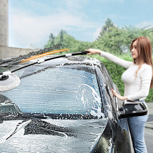 รถทำความสะอาดแปรงล้างรถแปรงเหลื่อมด้ามยาวทำความสะอาดซับ Chenille ไม้กวาดหัวแปรงคู่อุปกรณ์รถยนต์