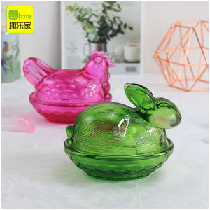 Large Size Glass Storage Box Rabbit Zodiac Cosmetic Box Candy Snack Soap Organizer Ornament Home Decorative Accessories