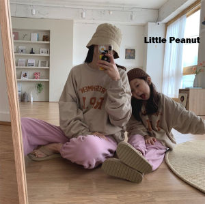 Homemade Distressed Letters Printed Loose Cotton Casual Sweatshirt Boys and Girls Neutral Childrens Clothing Parent-Child Clothes New