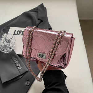 Fashionable Laser Cutout Bright Surface Womens Bag 2025 New Spring Summer Small Square Crossbody Bag Korean Version Quilted