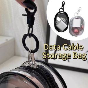 Data Cable Charger Storage Bag Portable Mini Clear Zipper Storage Bags Outdoor Travel Headset Storage Boxes Clear