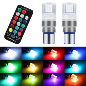 KEVANLY | 1Set T10 W5W LED RGB 194 168 5050 SMD Signal Lights Car Interior Dome Reading Light Automobiles Wedge Lamp with Remote Control