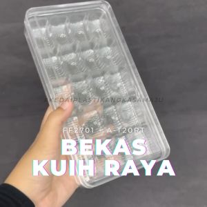 [24 Sets] FF2701 + A-T20RT Tray - Bekas Kuih Raya Cookies Rectangle PS Container Bekas Tart Nenas