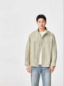 Purcotton | Spring Stand-Collar Mens Woven Jacket