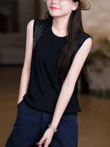 XIAOER | Áo Knit Dáng Ôm Có Glitter Cánh Tay Nhẹ Mát