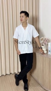 SAENEMEN Kemeja Vintage Putih Premium Lengan Pendek Jumbo