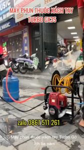 Máy phun thuốc xách tay gắn rulo cuộn Turbo GX35