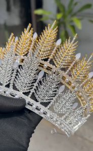 Rhinestone Princess Crown Leaf Pearl Wedding Bridal Tiara Kids Women Crown for Prom Birthday Event Parties