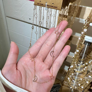 Long Cross Pendant Necklace for Women Blue Beads Tassel Lockbone Chain Fashion Jewelry Brand New Alloy Material Fresh out