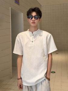 ZHUOCAN | Cool Feeling Tree Texture Short Sleeve T-Shirt