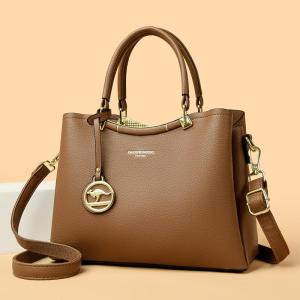 Large Capacity Leather Handbag Womens Shoulder Crossbody Bag Soft Handle Casual Style Fashionable European And American Bag