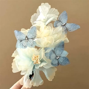 Hoa mưa rơiKẹp tóc hoa bướm cổKẹp ren uốn Trung Quốc mới Phụ kiện Hanfu CheongsamPhụ Kiện Tóc Nữ Phụ Kiện Tóc Nữ