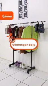 ORANGE Stand Hanger Single & Double Rak Gantungan Jemuran Baju Pakaian gantungan baju gawang