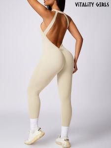 Vitality Girls Pilates One-Piece Yoga Clothes Backless Fitness Speed Dry Tightening with Chest Pad Butt Lifting Slimming