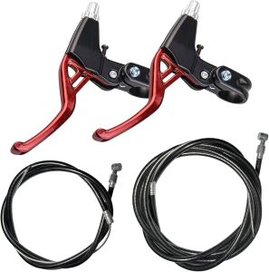 1 Pair Bicycle Brake Lever with Wire V-Brake Handlebar Aluminium Alloy Bike Brake Handle Universal 2.2cm for Most Bicycle
