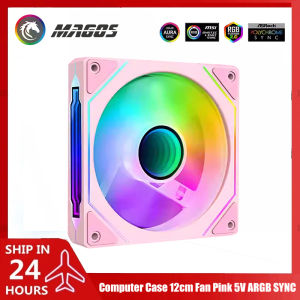 Computer Case Fan Pink 5V ARGB SYNC 12cm Mute Silent CPU Cooler 120mm 16.5M Colors Light Forward or Reverse Blade LJ 4PRO