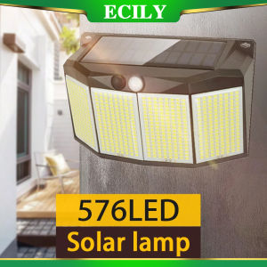 ECILY 576 LED Superbright Solar Lights Outdoor PIR Motion Sensor 3 Modes Waterproof Garden Yard Patio Garage Corridor Villa Wall Light