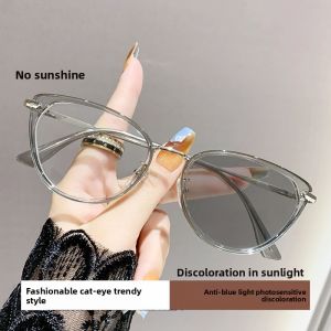 UV Protection Cat Eye Frame Flat Light Sunglasses